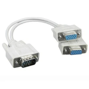 15Pin VGA Male to 2 VGA SVGA Female Adapter Splitter Video Monitor CabE LZ - Photo 1/12