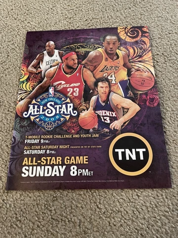 Vintage 2008 NBA ALL-STAR GAME ON TNT Poster Print Ad KOBE BRYANT & LEBRON JAMES Cover