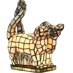 L10771 Kittens in Love Tiffany Style Stained Glass Accent Table Lamp Night Li... - Picture 1 of 7