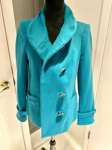 The Limited, Medium Wool Blend Double Breasted Teal Coat, Jacket EXCELLENT - Picture 1 of 5