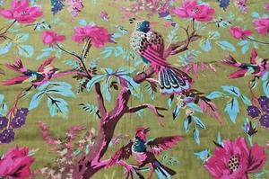 Tela estampada de pájaros verde oscuro tela estampada india telas 100 % algodón por yardas - Imagen 1 de 6