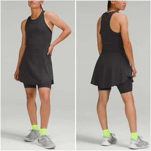 Neu + Etikett 138 $ LULULEMON Nulux Gr. 2 Laufkleid mit integrierten 8"-SHORTS ~ graphitgrau - Bild 1 von 9