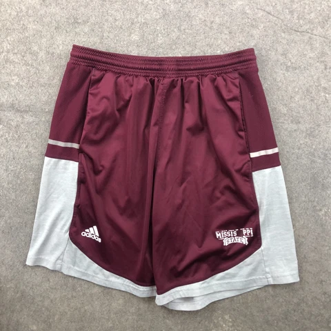 Mississippi State Bulldogs Shorts Mens Large Maroon Spell Out Logo Adidas* Cover
