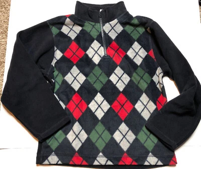 NWT GYMBOREE Red/Green/Navy STRIPED 1/2 ZIP Pullover FLEECE Sweatshirt 5-6 *30 - Image 1 of 3