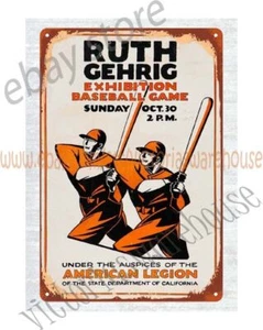 1927 baseball Babe Ruth Lou Gehrig metal tin sign bedroom wall man cave - Picture 1 of 4