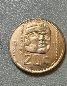 Mexico 20 Centavos 1983 Olmeca Culture 20mm bronze coin km491 BU - Picture 1 of 4