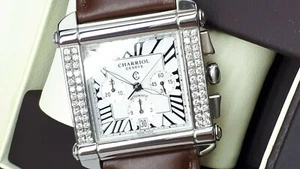 RELOJ SUIZO AUTÉNTICO CHARRIOL COLUMBUS AUTOMÁTICO ESQUELETO DIAMANTE CRONÓGRAFO XL 42 - Imagen 1 de 12