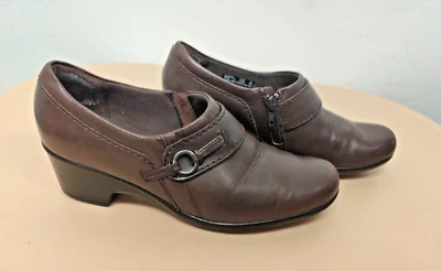 Clarks Collection 15260 Mujer Talla 9.5 M Marrón Correa Cremallera Botines Tacón Cuña Foto 1 de 4