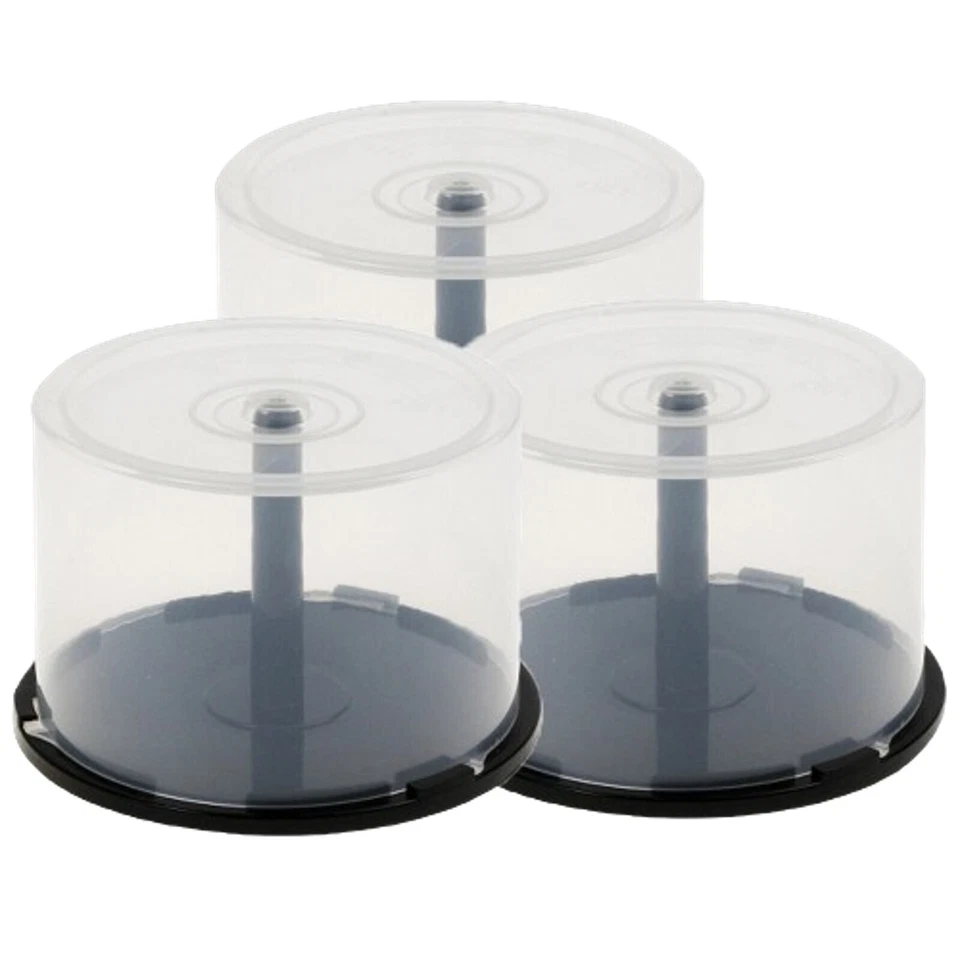 3 x 50 CD DVD Blu ray Discs Storage Empty Spindle Tub Transparent Cakebox - Image 1 of 1