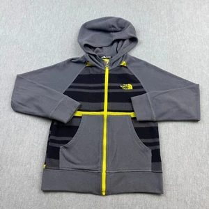 The North Face Jacket Boys Youth Small 7-8 Gray Striped Full Zip Hoodie Fleece - Picture 1 of 9