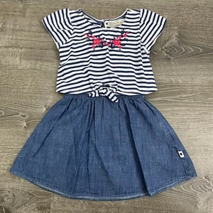 Lucky Brand Girls Dress Blue White Striped Embroidered Elastic Waist Size 4T - Picture 1 of 5