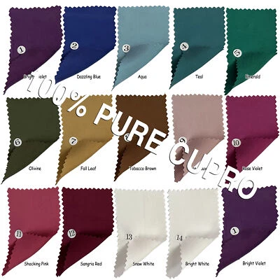 100% Cupro Silk Fabric Craft Materials Dress Cloth Cupra Silky Satin by yard 57" - Image 1 of 4