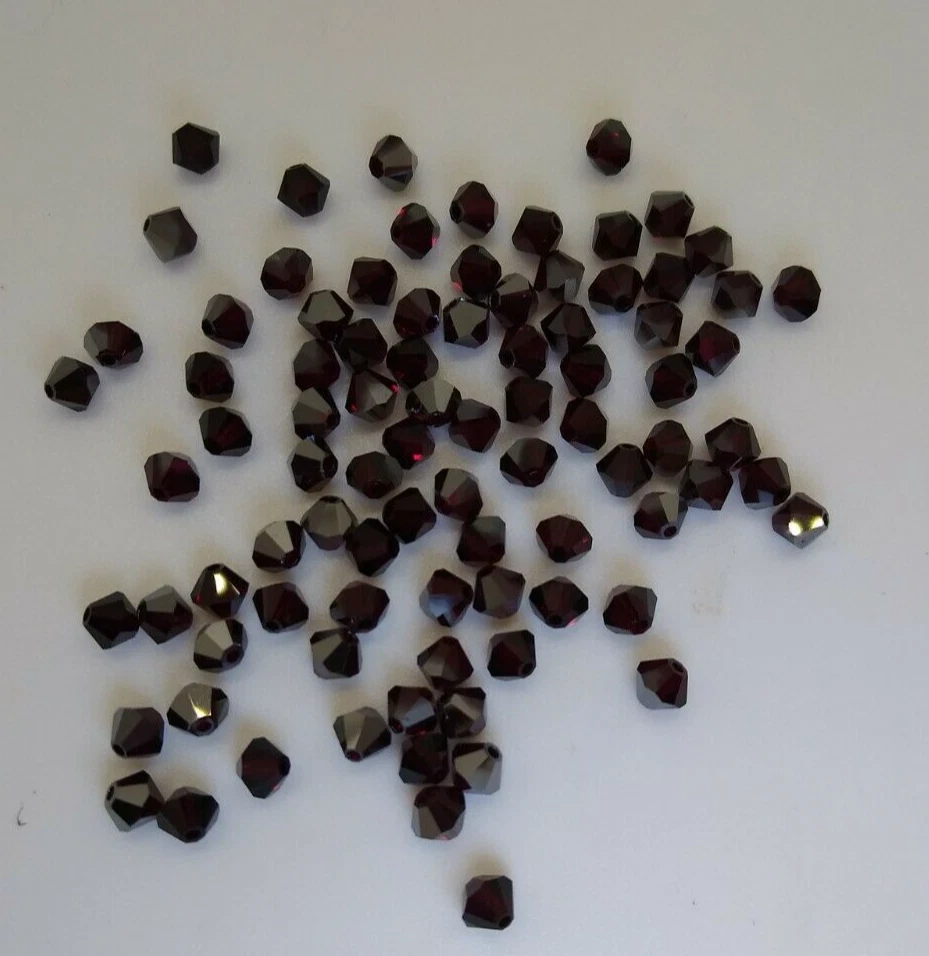 24pc Swarovski Crystal Garnet Satin 4mm Bicone Beads - Image 1 of 1