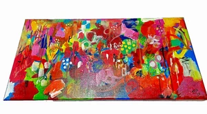 Original colorful Subliminal Acrylic painting on a 20"x10" Canvas SA TX Artist. - Picture 1 of 5
