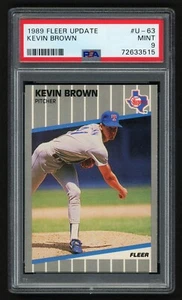 1989 FLEER UPDATE KEVIN BROWN #U-63 TEXAS RANGERS ROOKIE RC PSA 9 COME NUOVO - Foto 1 di 2