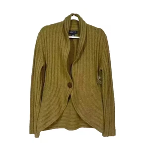 Jones NY Cable Knit Cardigan XL Wool Angora Mustard Old Money English Country - Picture 1 of 8