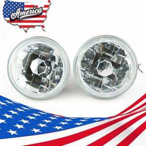 Pair 5-3/4" 5.75 Inch Round White SMD LED Halo Angel Eye Lights Clear Headlights