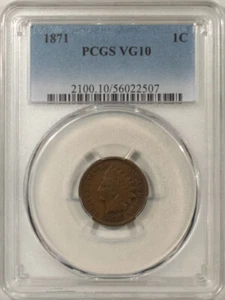 1871 INDIAN CENT - PCGS VG-10 BN - Picture 1 of 3