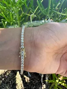 10CT Brilliant Round Lab Created 4MM Diamond Tennis Bracelet 14K Yellow Gold FN - Picture 1 of 2