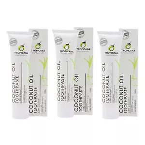 TROPICANA Coconut Oil Toothpaste Natural Organic Reduce Bad Breath Bac. 3x100g - Picture 1 of 7