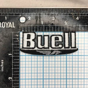 VINTAGE BUELL USA AMERICAN MOTORCYCLES ADVERTISING 2.5" TEXT LOGO IRON ON PATCH - Picture 1 of 2
