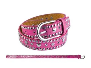 Girls Children's Belt Pink with Heart & Star Studs 70 cm | Girls Stud Belt - Picture 1 of 1