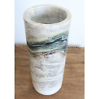 Beautiful Solid Stone Cylinder Vase 11.5" Tall