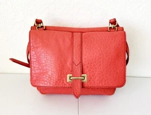 Fossil RARE Pebbled Lamb Hide Leather Shoulder Bag, Gold Tone Hardware, Coral - Picture 1 of 19
