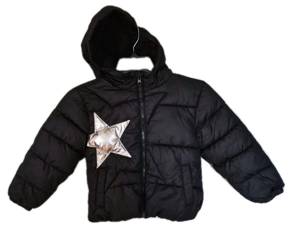 Старый темно-синий пуховик пальто мальчика размер 5 черный полиэстер с подкладкой молнии с капюшоном карманы - Изображение 1 из 4