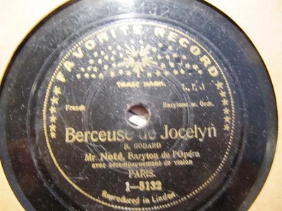 1906 FAVORITE RECORD Jean Note baritone Hymne de l'Amour Jocelyn Berceuse Violin - Image 1 of 2