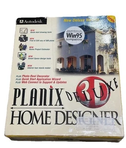 Autodesk Planix 3D Deluxe Home Designer Win 95 Vintage 1990s Software Sealed - Picture 1 of 6