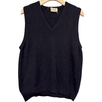 Pringle for Bloomingdale’s Vintage Sz 42 Navy Blue Cashmere V-Neck Sweater Vest - Image 1 of 4