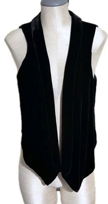 Chaleco J Jill Drape Negro Terciopelo Mezcla Seda XS Lux Capas Boho Chic Vacaciones (J) Foto 1 de 4