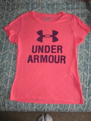 Camiseta suelta Under Armour Heat Gear para mujer XL rosa neón con estampado púrpura EX Cond Foto 1 de 4