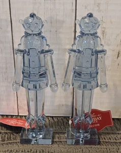 2025 2er Set Acryl 7" klar blau Nussknacker Soldaten Figuren Weihnachten NEU - Bild 1 von 7