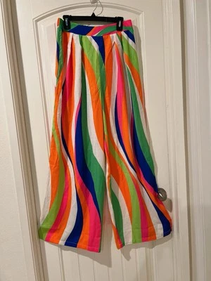 Flying Tomato Women’s Pants Multicolor Striped Wide Leg Pleated Sz L - Image 1 of 4