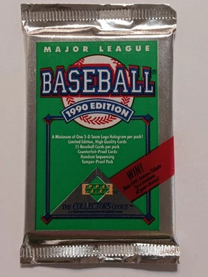 1990 Upper Deck Baseball Pack Cards 1 Sealed Wax PACK Foil Unopened