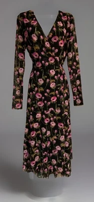 Vestido envolvente manga larga estampado floral elástico WHITE HOUSE BLACK MARKET talla 8 Foto 1 de 4