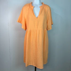 Old Navy Swing Kleid Medium orange Baumwolle Gaze leichte Taschen - Bild 1 von 8