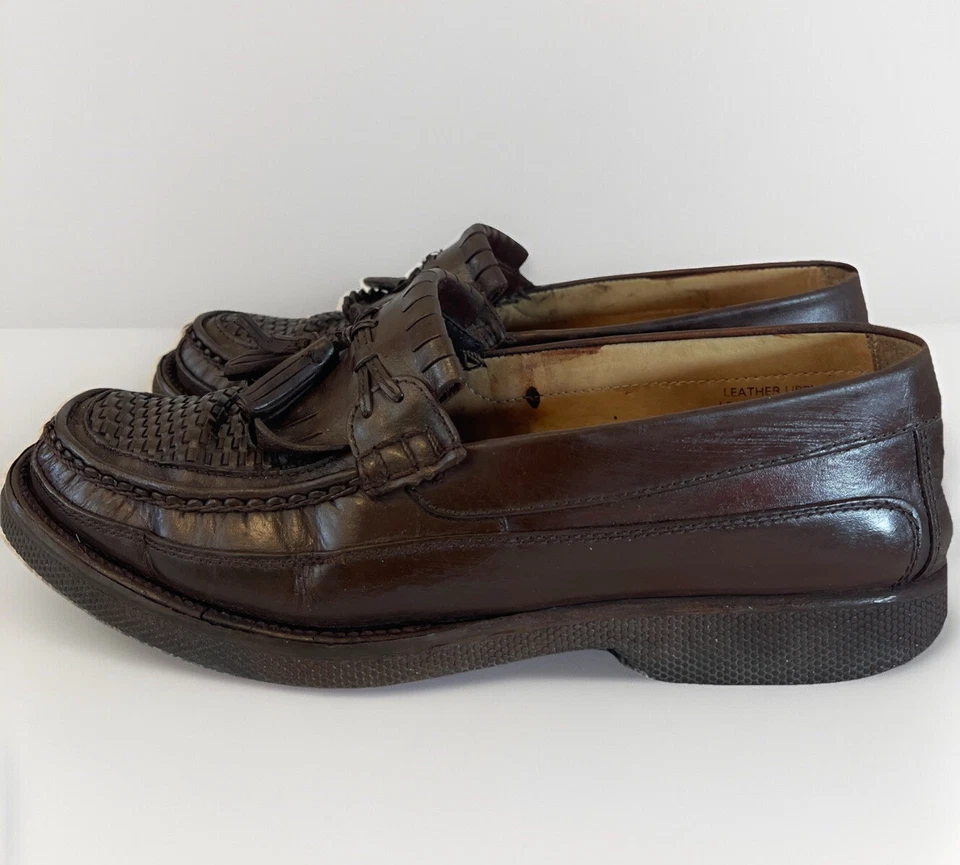  Zapatos de mocasín Florsheim vintage de cuero marrón sin cordones talla 10D para hombre  Foto 1 de 4