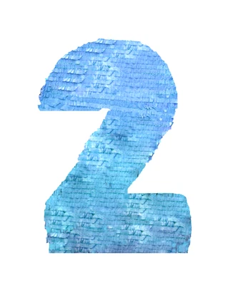 Number Two 2 Blue Pinata Piñata birthday Pull string Hit WITH OPTION OF STICK  - Image 1 of 4