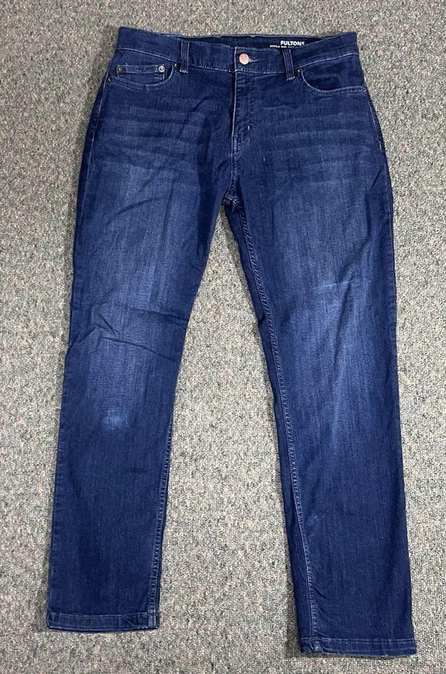 Mugsy Fultons Jeans Men's Size 35x30 Straight Leg Blue Stretch Zip Fly FLX3NFU - Image 1 of 4