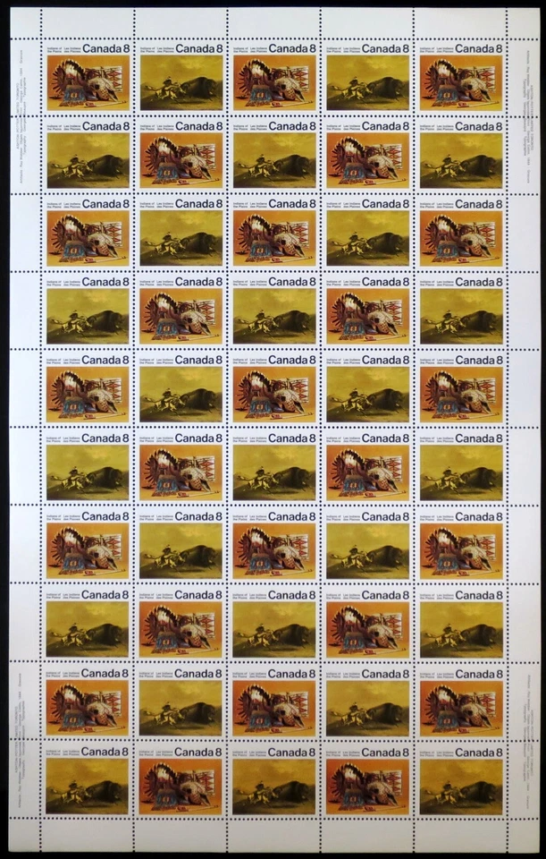 Canada Stamps — Full Pane of 50 — 1972, Plains Indians #562-563 / MNH - Image 1 of 1