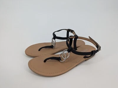 Sandalias para mujer Soda talla 7,5 negras con detalles plateados Foto 1 de 4