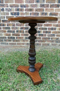 Vintage Art Deco Circular Cedar Occasional Table on Triangular Base - Picture 1 of 6