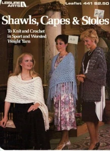 Shawls, Capes, & Stoles to Knit and Crochet Leisure Arts Leaflet #441 NOS - Picture 1 of 2