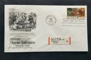 US FDC # 1561 Honoring Haym Salomon 1975. - Picture 1 of 6