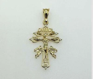 Santa Cruz Caravaca Jesús Crucifijo Chapado en Oro Colgante Oro Chapado Cruz Dije - Imagen 1 de 2