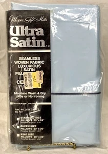 Whisper Soft Mills Vintage Ultra Soft Satin Pillowcase Standard Size Blue Set/2 - Picture 1 of 9