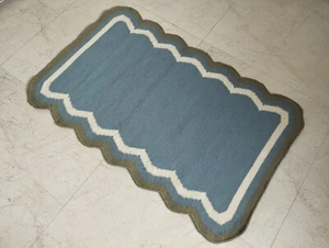 Kilim Scallop Wool Rug Flatweave Oriental Rug Vintage Southwest Living Room Rug - Picture 1 of 6